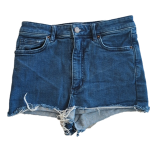 Free People Darker Wash High Waisted Distressed Blue Jean Shorts Size 28